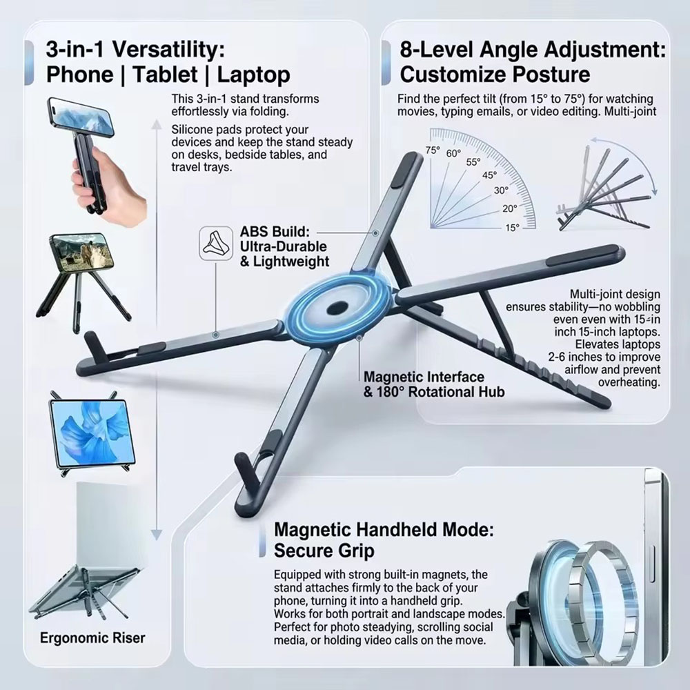 ที่วางโทรศัพท์แม่เหล็กแบบพกพาแ - Laptop Stand บทวิจารณ์และราคา